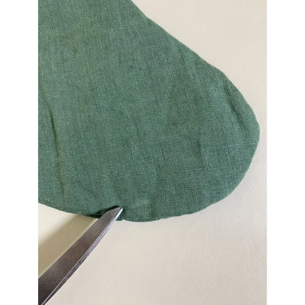 Crate &‎ Barrel Green Linen Christmas Stocking Red 